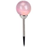 SOLARNA VRTNA SVETILKA GLOBO BUNKA INOX RAZPOK. STEKLO 0.06W 3.2V, BARVITA