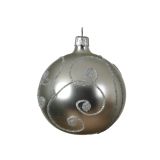 STEKLENA BUNKA SREBRNA Z DEKORJEM, FI 80 MM