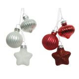 STEKLENA BUNKA DECORIS 3 RAZLIČNE OBLIKE BELA, RDEČA, SORTIRANO