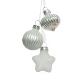 STEKLENA BUNKA DECORIS 3 RAZLIČNE OBLIKE BELA, RDEČA, SORTIRANO