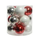 STEKLENA BUNKA DECORIS BELA/RDEČA/SREBRNA 15/1 FI 6 CM