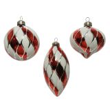 STEKLENA BUNKA DECORIS BELA/RDEČA Z BLEŠČICAMI FI 8 CM SORT