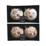 STEKLENA BUNKA DECORIS BELE/ROZA S CVETJEM 2/1 FI 10 CM SORT