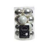 STEKLENA BUNKA DECORIS BELE/SREBRNE MAT/SIJOČE 16/1 FI 3.5 CM