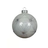 STEKLENA BUNKA DECORIS FI 10 CM, RDEČA/SREBRNA VZOREC, SORTIRANO