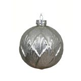 STEKLENA BUNKA DECORIS FI 10 CM, RDEČA/SREBRNA VZOREC, SORTIRANO