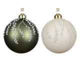 STEKLENA BUNKA DECORIS FI 10 CM, ZELENA, BELA VZOREC, SORTIRANO