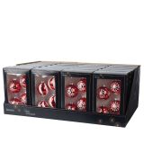 STEKLENA BUNKA DECORIS FI 6 CM, RDEČA/BELA VZOREC, SORTIRANO 4/1