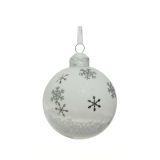 STEKLENA BUNKA DECORIS FI 8 CM, BELA VZOREC, SORTIRANO