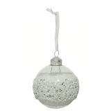 STEKLENA BUNKA DECORIS FI 8 CM, BELA VZOREC, SORTIRANO