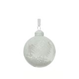 STEKLENA BUNKA DECORIS FI 8 CM, BELA VZOREC, SORTIRANO