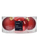 STEKLENA BUNKA DECORIS FI 8 CM, RDEČA, 4/1 SIJOČA/MAT