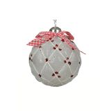 STEKLENA BUNKA DECORIS FI 8 CM RDEČA/BELA/SREB. VZOREC, SORTIRANO