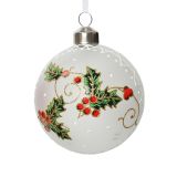 STEKLENA BUNKA DECORIS FI 8 CM, RDEČA/BELA VZOREC, SORTIRANO