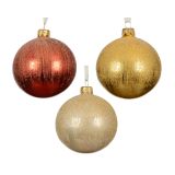 STEKLENA BUNKA DECORIS FI 8 CM, RDEČA, ZLATA BEŽ, VZOREC, SORTIRANO