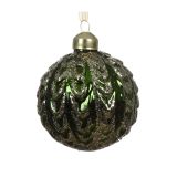 STEKLENA BUNKA DECORIS FI 8 CM TEM.ZELENA/RDEČA VZOREC, SORTIRANO