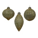 STEKLENA BUNKA DECORIS FI 8 CM TEMNO ZELENA VZOREC, SORTIRANO