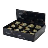 STEKLENA BUNKA DECORIS FI 8 CM TEMNO ZELENA VZOREC, SORTIRANO