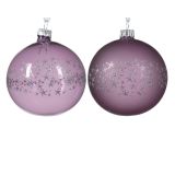 STEKLENA BUNKA DECORIS KRISTALNO VIJOLIČNA Z VZORCEM FI 8 CM SORTIRANO