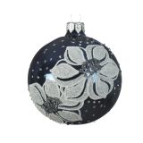 STEKLENA BUNKA DECORIS MODRA Z BELO BOŽIČNO ZVEZDO FI 8 CM