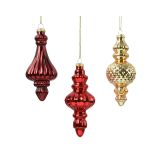 STEKLENA BUNKA DECORIS ORNAMENT, ZLAT, RDEČ, 15 CM,VZOREC, SORTIRANO