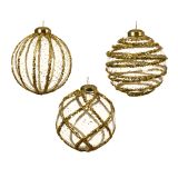 STEKLENA BUNKA DECORIS PROZORNA Z ZLATIMI ČRTAMI FI 8 CM SORT