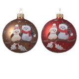 STEKLENA BUNKA DECORIS RDEČA MOTIV PTIČKA 8 CM SORTIRANO