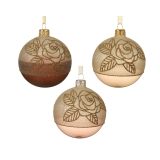 STEKLENA BUNKA DECORIS ROZA Z VRTNICO FI 8 CM SORT