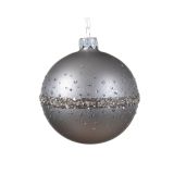 STEKLENA BUNKA DECORIS SIVA Z VZORCEM FI 8 CM