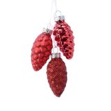 STEKLENA BUNKA DECORIS STORŽI NA VRVICI, BEL, RDEČ. FI 2.5 CM, SORT.