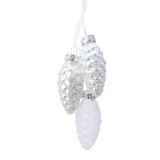 STEKLENA BUNKA DECORIS STORŽI NA VRVICI, BEL, RDEČ. FI 2.5 CM, SORT.