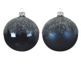 STEKLENA BUNKA DECORIS TEMNO MODRA S POSIPOM SIJOČA/MAT FI 8 CM SORT