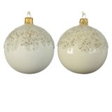 STEKLENA BUNKA DECORIS TOPLO BELA S POSIPOM SIJOČA/MAT FI 8 CM SORT