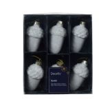 STEKLENA BUNKA DECORIS ŽELOD, BEL 4X6.5 CM 6/1