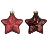 STEKLENA BUNKA DECORIS ZVEZDA, RDEČA OXBL 9.8X4X10 CM, 2/1