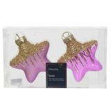 STEKLENA BUNKA DECORIS ZVEZDA ROZA/ZLATA 2/1 FI 10 CM SORTIRANO