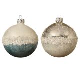 STEKLENA BUNKA FI 8 CM MODRA/SREBRNA Z DEKORJEM, SORTIRANO