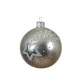 STEKLENA BUNKA SREBRNA Z ZVEZDO, FI 80 MM