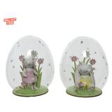 STEKLENA KROGLA Z ZAJČKOM, ROZA/RUMENA, SORT