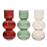 STEKLENA VAZA DECORIS RDEČA/ZELENA/BELA SORT. FI 12 CM. 26.5 CM. SORT