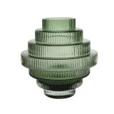 STEKLENA VAZA DECORIS ZELENA, RELIEFNA VIŠINA 17.5 CM