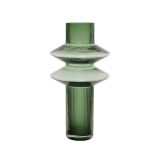 STEKLENA VAZA DECORIS ZELENA, RELIEFNA VIŠINA 33 CM