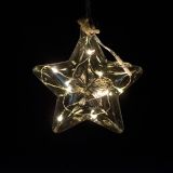 LUČKE MQ STEKLENA ZVEZDA 10X4 CM VISEČA 8 LED MINI T.BELE