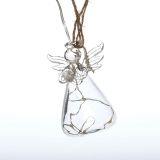 LUČKE MQ STEKLENI ANGEL 6X10 CM VISEČI 8 LED MINI T.BELE