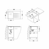 STEKLENO POMIVALNO KORITO ALVEUS CRYSTALIX 10, DESNO, BELA 860X540 MM