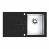 STEKLENO POMIVALNO KORITO ALVEUS KARAT 10, DESNO, ČRNA 860X500 MM