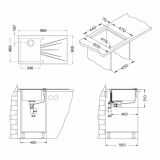STEKLENO POMIVALNO KORITO ALVEUS KARAT 10, DESNO, ČRNA 860X500 MM
