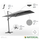 SENČNIK NATERIAL STRAN.SONO II LED 290X290 T.SIV, ALU, JEKLO 250G