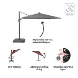 SENČNIK NATERIAL STRAN.SONO II LED 290X290 T.SIV, ALU, JEKLO 250G