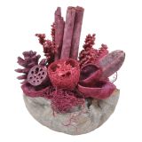 SUHO CVETJE DAR ARANŽMA V KOKOS LUPINI RDEČ ALI ORANŽEN